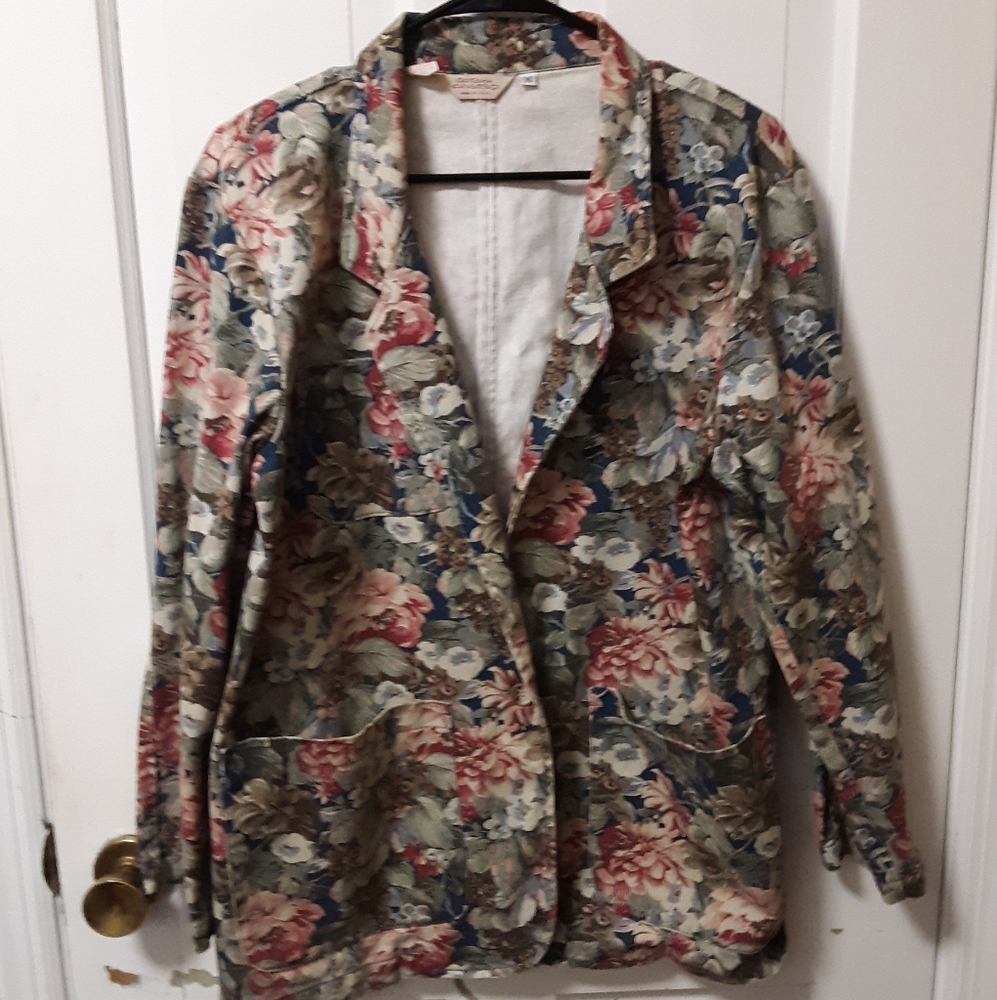 Vintage Floral Denim Blazer by Gotcha Covered Sz.M - Picture 3 of 7